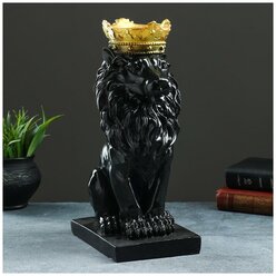 Копилка "Лев с короной" черный, с золотом, 35см