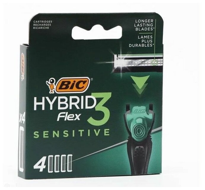 Кассеты для бритья Bic Hybrid 3 Flex Sensitive 4шт - фото №2