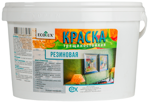 <b>Краска</b> акриловая латексная ECOLUX <b>резиновая</b> влагостойкая моющаяся <span>описание <b>краска</b> <b>резиновая</b> ecolux имеет ряд преимуществ: Эластичная Трещиностойкая Атмосферостойкая Износостойкая Водостойкая Способ применения Неокрашенную поверхность тщательно очистить. Удалить мел</span>