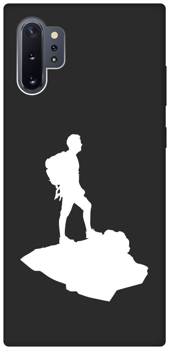 Матовый чехол Trekking W для Samsung Galaxy Note 10+ / Самсунг Ноут 10+ с 3D эффектом черный