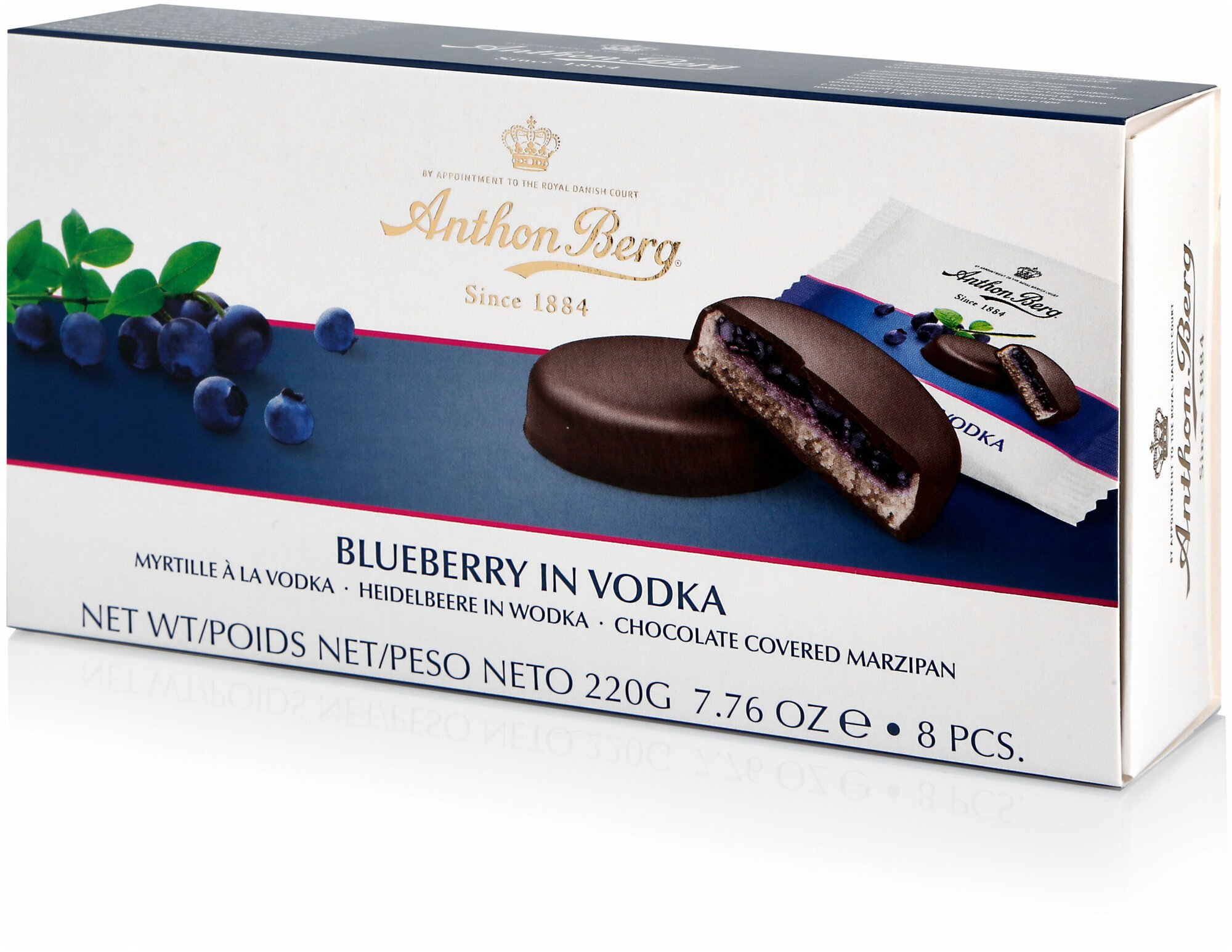 Конфеты шоколадные Anthon Berg голубика в водке, 220 г - фото №1