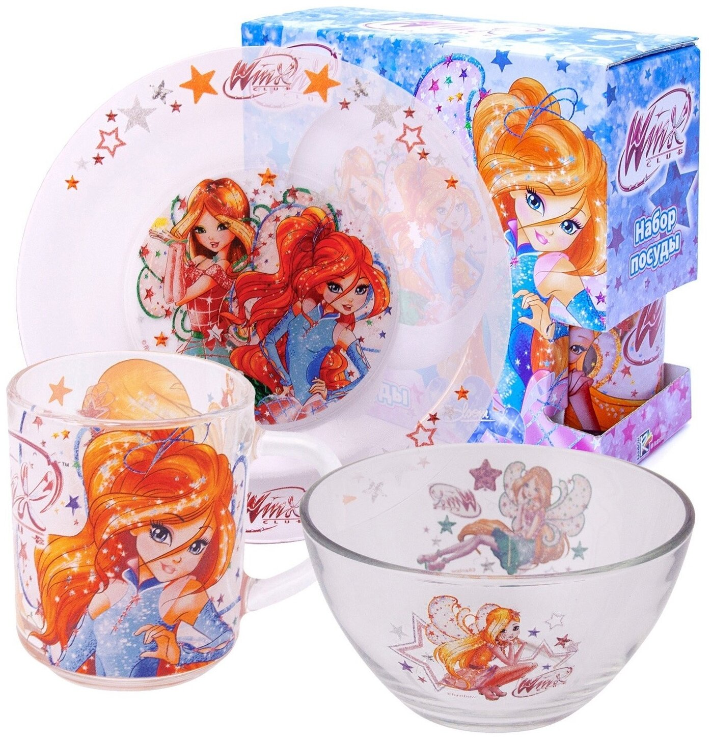 Набор посуды ND Play Winx Club, Феи, 3 предмета, стекло (292564)