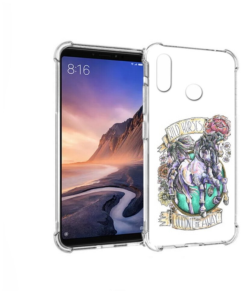 Чехол задняя-панель-накладка-бампер MyPads рисунок коней в цветах для Xiaomi Mi Max 3 противоударный