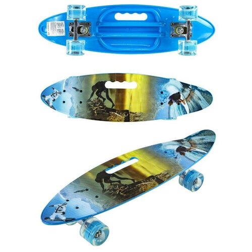 фото Скейт детский navigator пластик, светящиеся колеса pu 60х45мм, ручка для переноски, 60х17х12см т17038