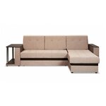 Угловой диван Атланта со столом бежевая рогожка, ППУ 140 - изображение