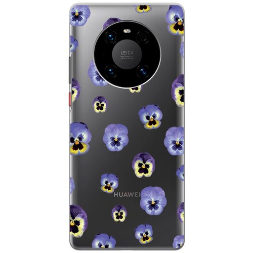 Силиконовый чехол с принтом Pansies для Huawei Mate 40 Pro / Хуавей Мейт 40 Про матовый soft touch силиконовый чехол на huawei mate 40 pro хуавей мейт 40 про с 3d принтом ladder into space черный