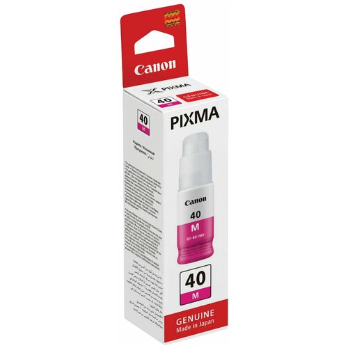 Чернила CANON (GI-40M) для СНПЧ Pixma G5040/G6040, пурпурные, ресурс 7700 страниц, оригинальные, 3401C001 картридж canon gi 40 magenta 3401c001