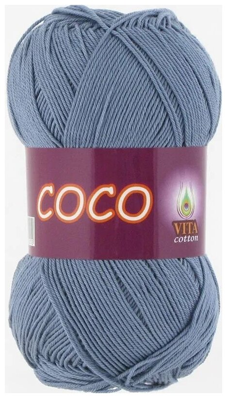 Пряжа хлопковая Vita Cotton Coco (Вита Коко) - 2 мотка, 4331 светлый джинс , 100% мерсеризованный хлопок 240м/50г