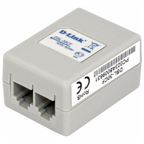 Сплиттер D-Link DSL-30CF/RS DialUp, белый d link dsl 30cf rs сплиттер adsl2 annex a c телефонным кабелем 12 см