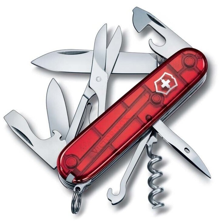 Мультитул Victorinox Climber, красный/прозрачный, 14 опций