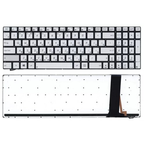 Клавиатура keyboard 0KNB0-6625US00 для ноутбука Asus N56DP N56DY N56VB N76vz N76VB N76VJ N76Vm Q550 Q550L серебристая с подсветкой 2524₽