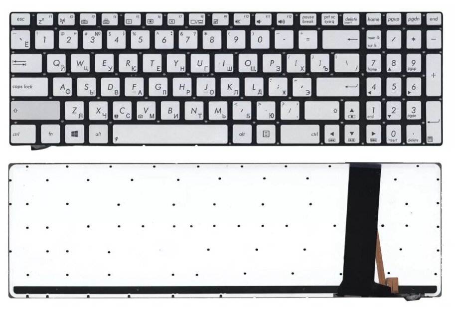 Клавиатура keyboard 0KNB0-6625US00 для ноутбука Asus N56DP N56DY N56VB N76vz N76VB N76VJ N76Vm Q550 Q550L серебристая с подсветкой 2456₽