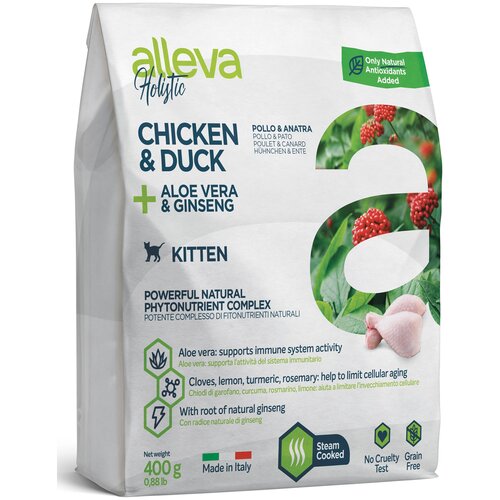 Alleva Holistic Kitten Chicken & Duck + Aloe vera & Ginseng // Корма для кошек / Сухой (10 кг)