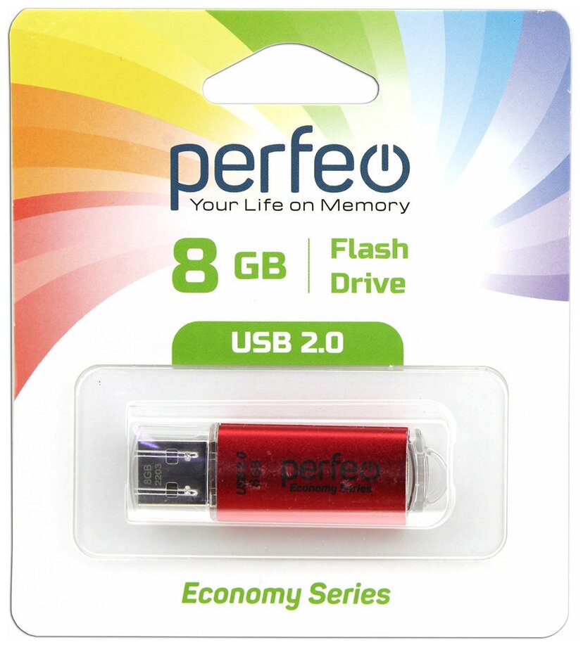 Perfeo USB Drive 8GB E01 Red PF-E01R008ES - фото №3