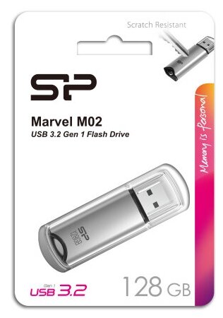 USB флешка Silicon Power 128Gb Marvel M02 silver USB 3.2 Gen 1 (USB 3.0)