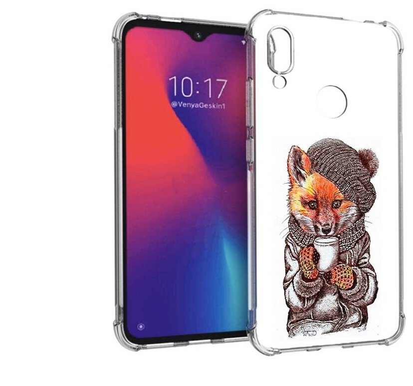 Чехол задняя-панель-накладка-бампер MyPads лиса в шапке для Xiaomi Redmi Note 7/Note 7 Pro/Xiaomi Redmi Note 7S противоударный