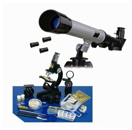 Оптический набор Eastcolight 3 в 1: Микроскоп 100-1000х, Телескоп и 82 предмета в комплекте, 2073