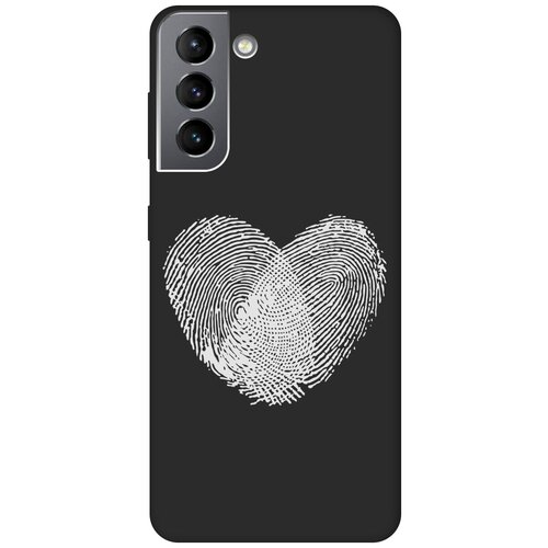 Матовый чехол Lovely Fingerprints W для Samsung Galaxy S21 / Самсунг С21 с 3D эффектом черный матовый чехол lovely fingerprints w для samsung galaxy s21 самсунг с21 плюс с 3d эффектом черный