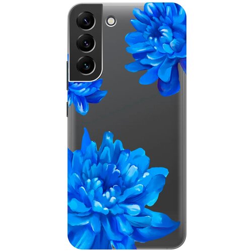 силиконовый чехол на samsung galaxy s22 самсунг с22 плюс с 3d принтом amazing irises прозрачный Силиконовый чехол на Samsung Galaxy S22+, Самсунг С22 Плюс с 3D принтом Amazing Asters прозрачный