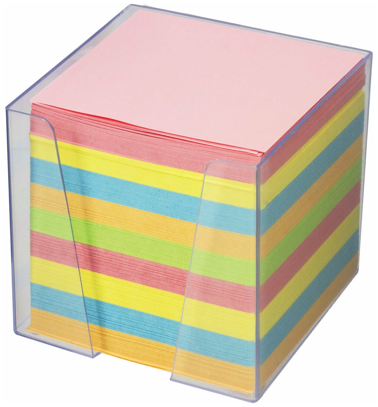 Блок для записей BRAUBERG в подставке прозрачной, куб 9х9х9 см, цветной, 122225 - фото №3