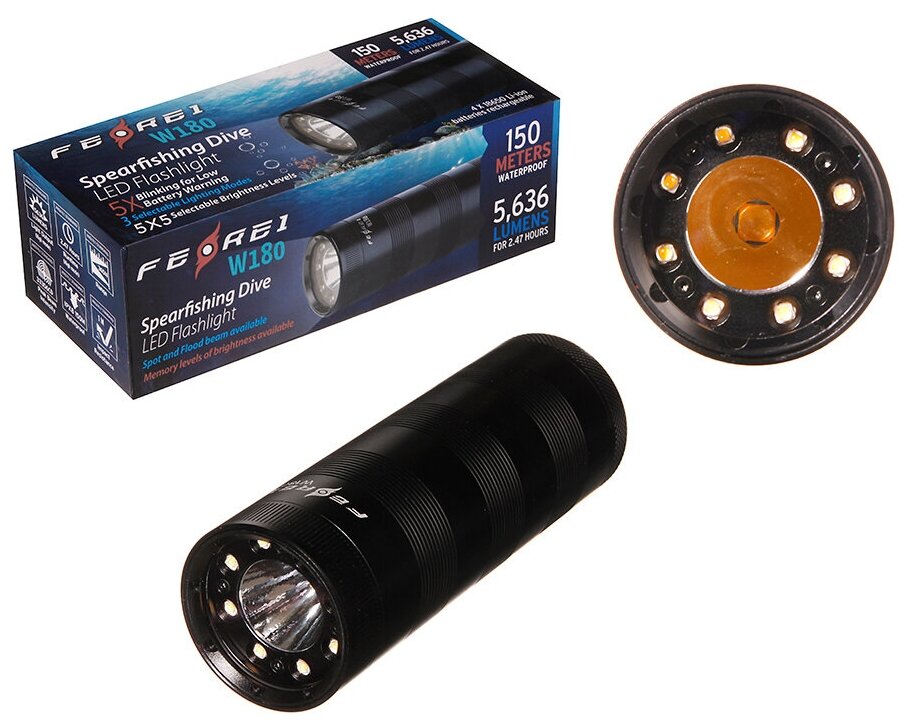 Подводный фонарь Ferei W180 СW холодный белый свет, без батарей