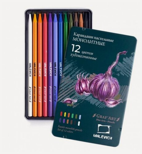Изображение товара Набор пастельных карандашей монолитов Малевичъ GrafArt, 12 цветов