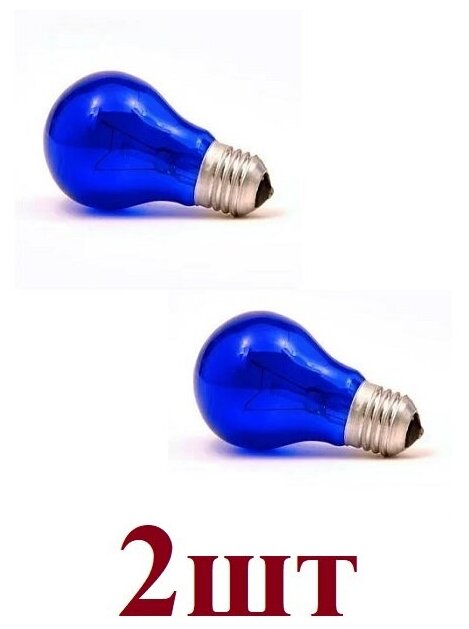 Набор 1+1 (2 шт). Лампа накаливания вольфрамовая синяя 60 Вт (Китай)