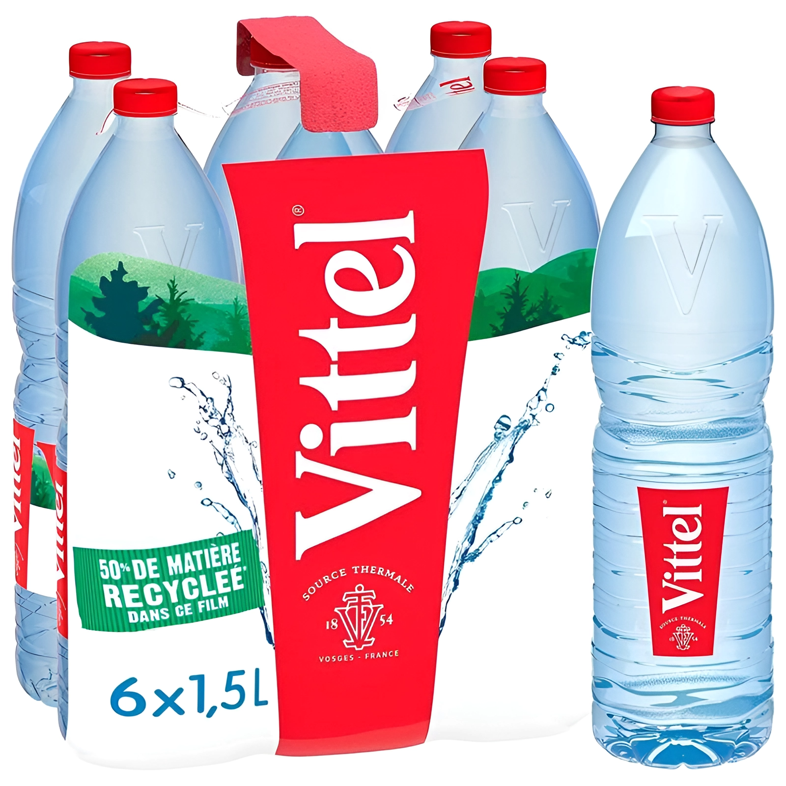 Вода минеральная природная Vittel (Виттель), 1,5 л х 6 шт, негазированная, пэт