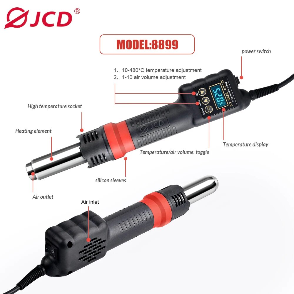 Паяльные Станции JCD 8899 Паяльная станция 2 в 1 750 Вт, NEW 8899 Set1, 220V EU PLUG