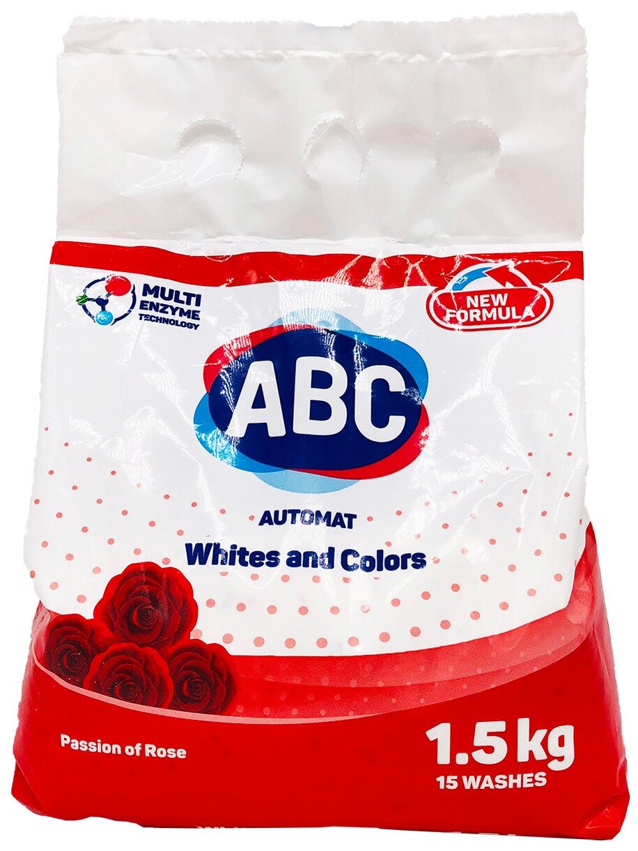 Стиральный порошок ABC "Роза страсти", для цветных тканей, 1.5 кг