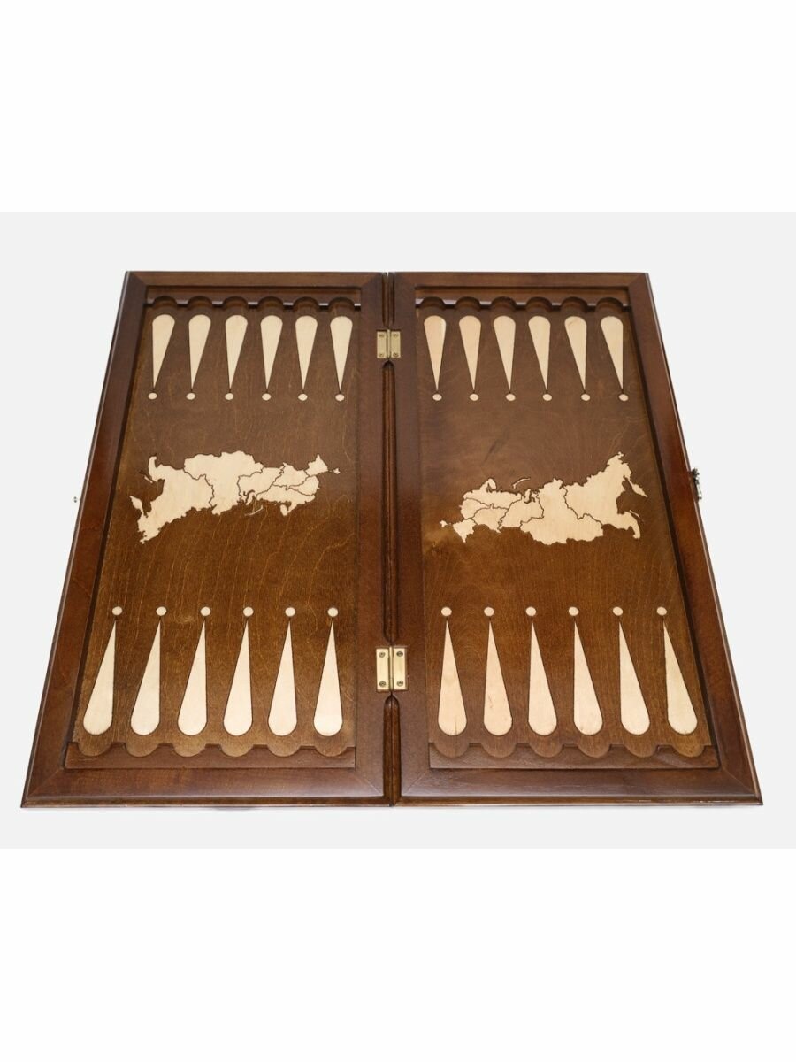 Нарды "Герб России" Handle Brand, из фанеры, с замком, коричневые — фото 1