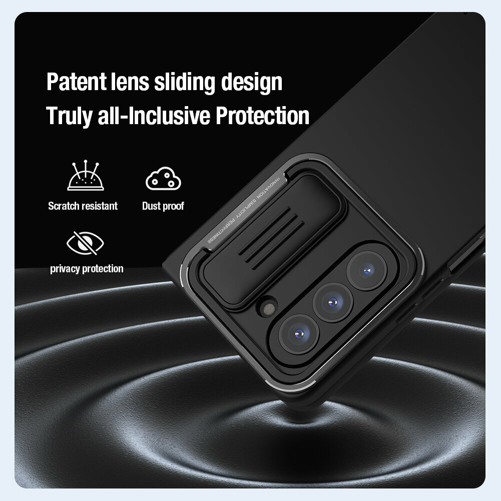 Чехол покрытый мягким жидким силиконом от Nillkin для Samsung Galaxy Z Fold 5, серия CamShield Silky Silicone Case (Stand Version) (версия с подставкой) — фото 1