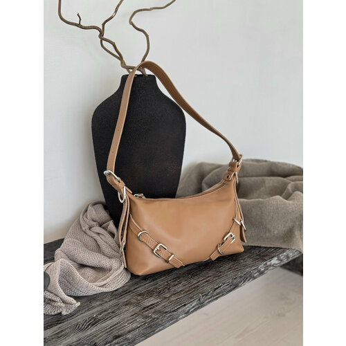 Сумка багет Igermann, фактура гладкая, бежевый