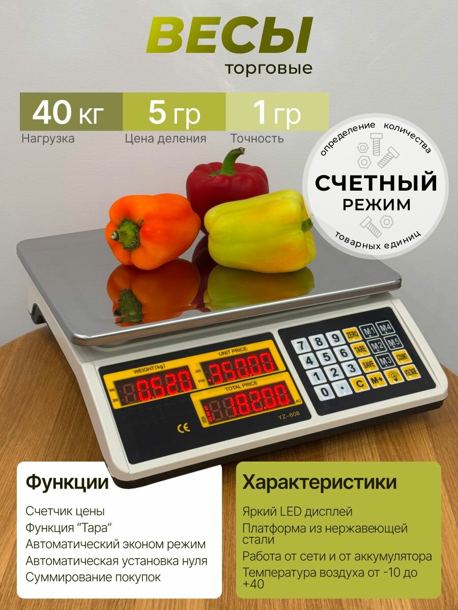 Торговые весы LineSegment 40кг Lh-7727 RN-15