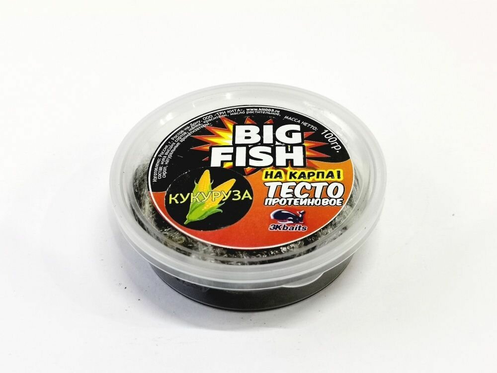 Тесто готовое в баночках "BIG FISH" на карпа + "молодая кукуруза" 100гр.