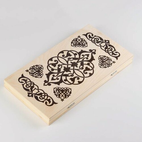 Изображение товара Нарды деревянные большие, настольная игра "Узор", 40 х 40 см, с полем для игры в шашки