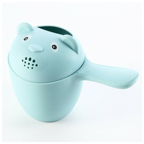 --- Ковш для купания и мытья головы, детский банный ковшик, хозяйственный «Мишка», цвет голубой