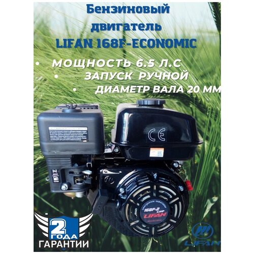 Бензиновый двигатель LIFAN 168F-2 Eco D19, 6.53 л.с.