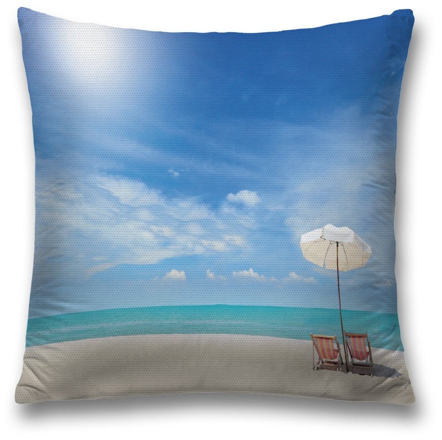 Наволочка декоративная на молнии, чехол на подушку JoyArty "Пустой пляж" 45х45 см