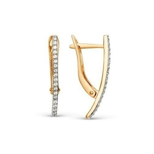 С-00129 Серьги с бесцветным фианитом, цвет-розовый, металл-серебро