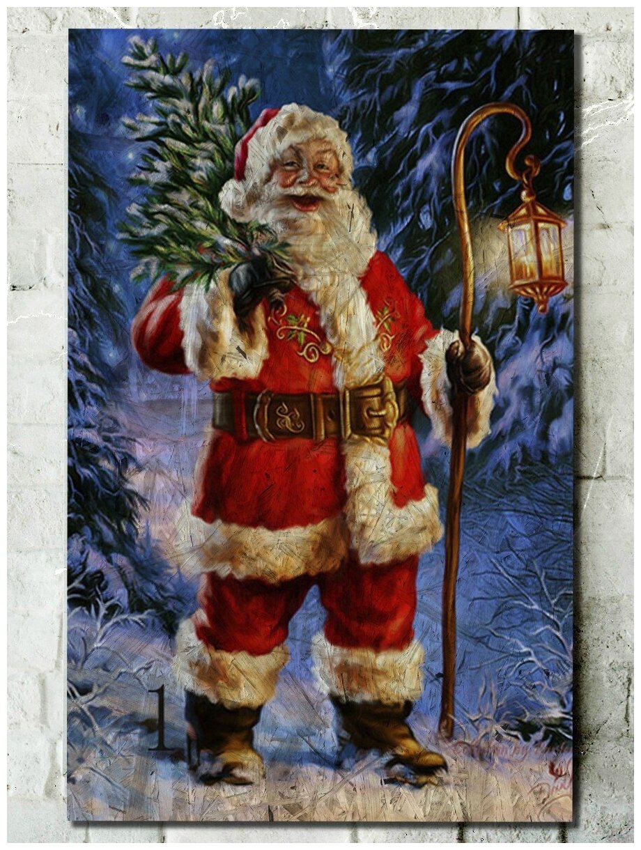 Картина интерьерная на рельефной доске ОСП Новый год (Рождество, Дед Мороз, Снегурочка, Аниме) - 7256 В