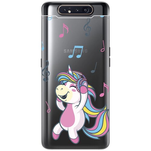 Силиконовый чехол с принтом Musical Unicorn для Samsung Galaxy A80 / A90 / Самсунг А80 / А90 силиконовый чехол на samsung galaxy a80 a90 самсунг а80 а90 с принтом серо красные шары