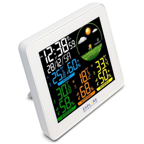 Метеостанция Explore Scientific с цветным экраном и тремя датчиками белая 1163100₽