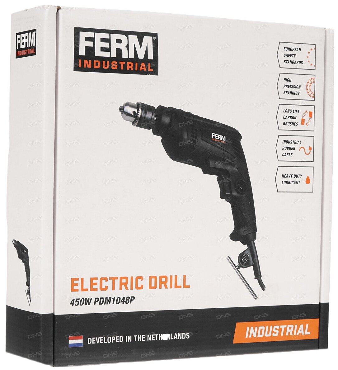 Дрель безударная FERM PDM1048P, 450 Вт, 0 -3300 об/мин, ЗВП, 10 мм, коробка