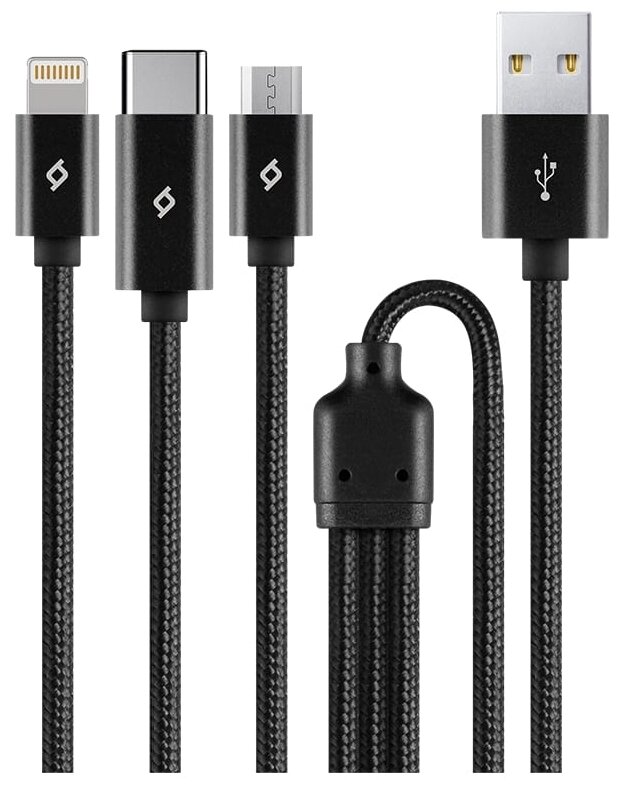 Кабель ttec Alumi Trio USB-A - MicroUSB Type-C Lightning (2DK39) только для зарядки