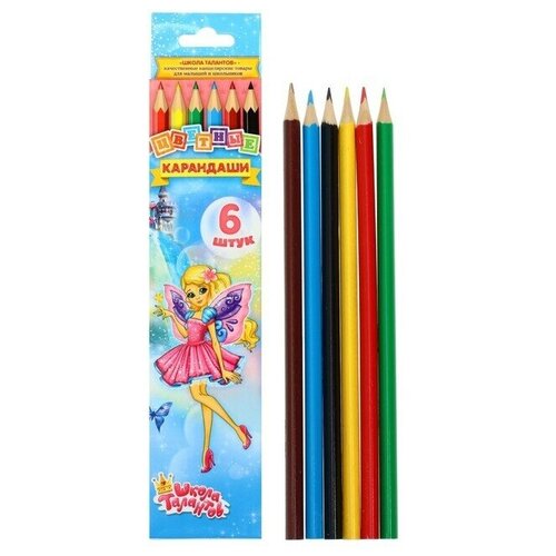 Карандаши 6 цветов Принцесса корпус деревянный треугольный в картонной коробке 2 наб 499₽