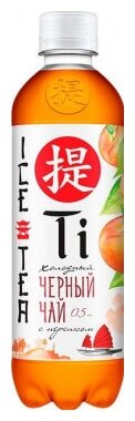 Холодный чай Ti черный со вкусом персика, 12 шт по 0,5 л - фотография № 1