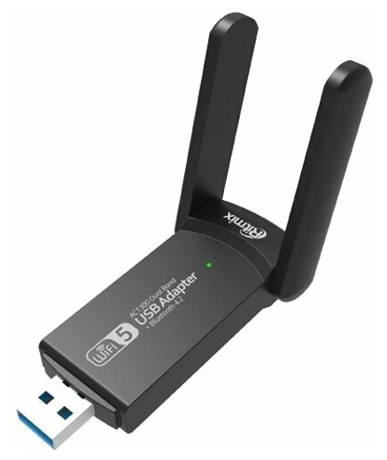 Адаптер WiFi + Bluetooth - USB Ritmix RWA-550 скорость до 867Мбит/с. Чипсет Realtek RTL8821CU. Внешняя антенна 2*Дби