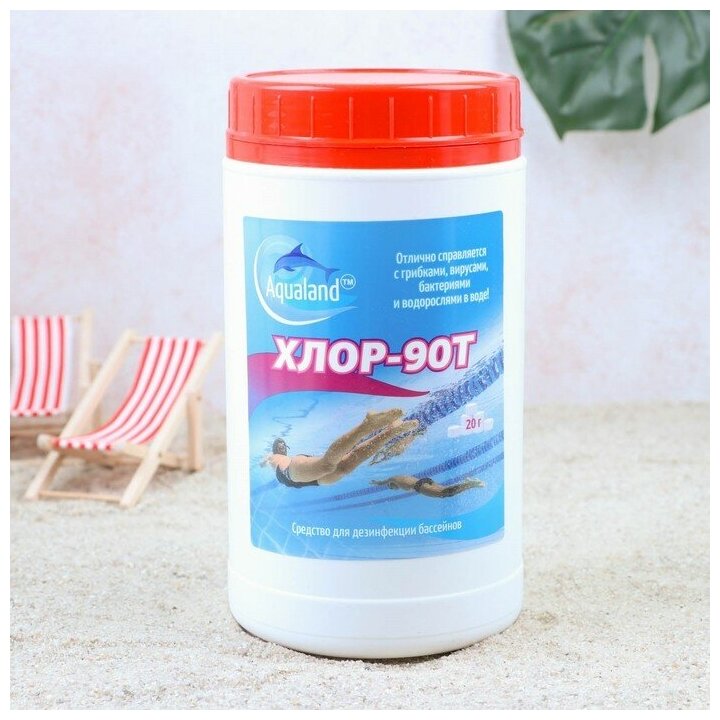 Дезинфицирующее средство Aqualand хлор-90Т, таблетки 20 г, 1 кг 6625524 - фотография № 3