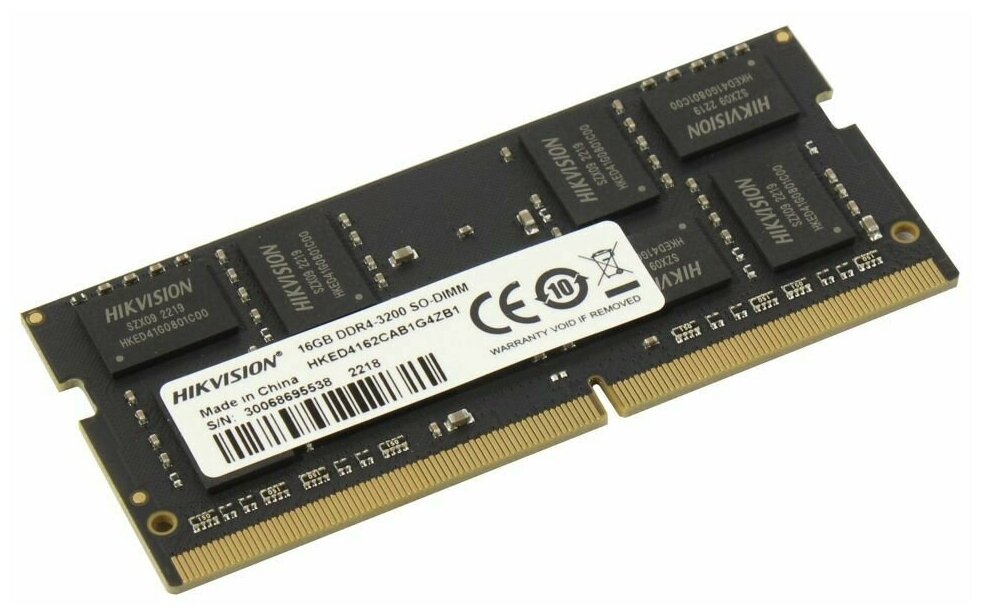 Модуль памяти Hikvision SODIMM DDR 4 DIMM 16Gb PC25600, 3200Mhz, HKED4162CAB1G4ZB1/16G